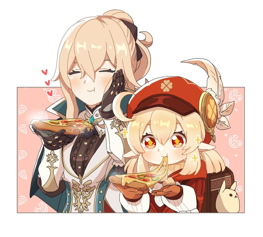 2girls, ^_^, ahoge, aoyagi_(ao0701yagi), backpack, bag, bag_charm, black_gloves