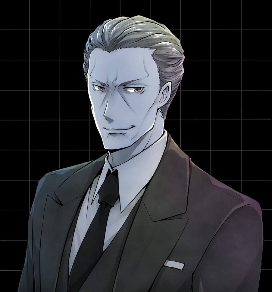 1boy, black_background, black_necktie, breast_pocket, closed_mouth, collared_shirt, commentary, dark_background