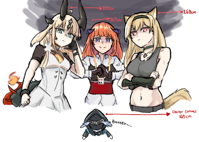 1other, 3girls, animal_ears, arknights, astrograph21, bagpipe_(arknights), black_choker, black_gloves