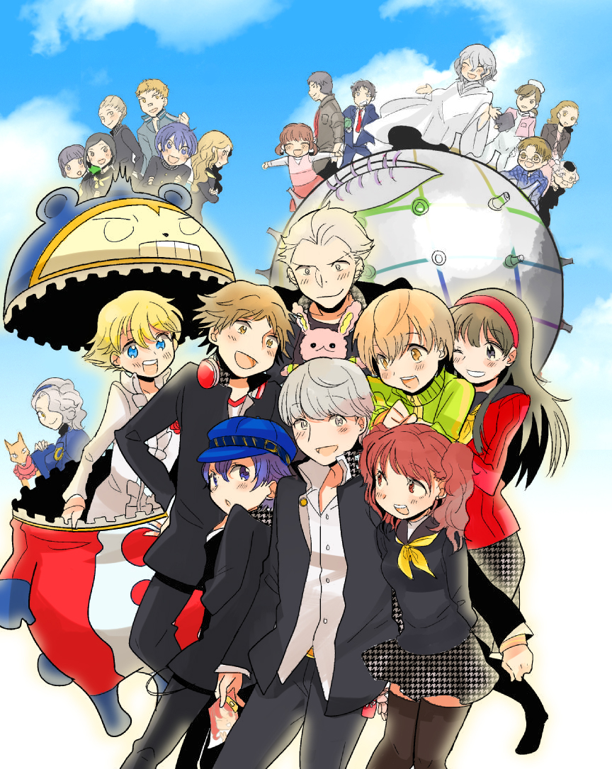 6+boys, 6+girls, adachi_tooru, amagi_yukiko, ameno_sagiri_(persona), androgynous, atlus, bad_id