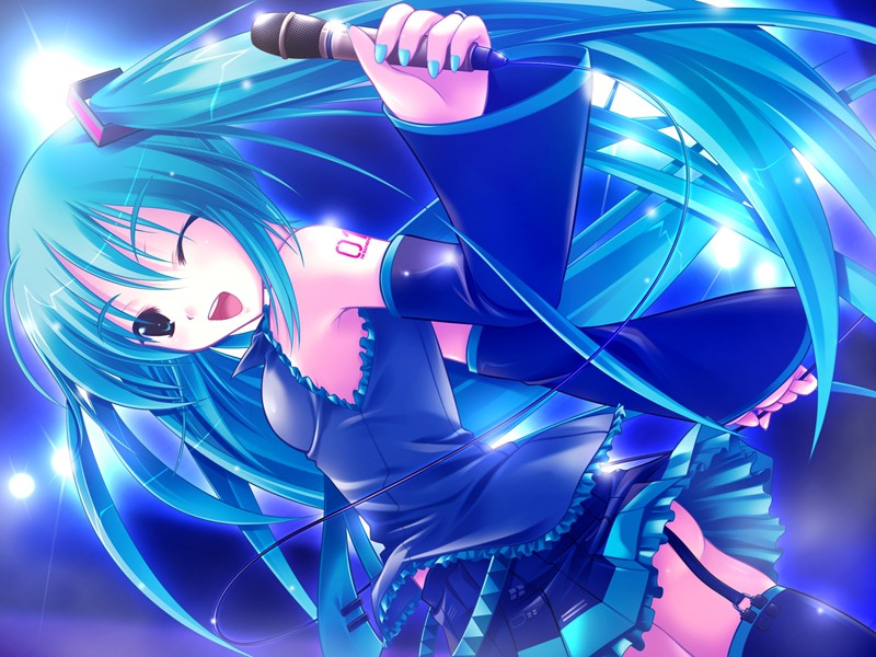 1girl, amino, amino_kohaku, aqua_eyes, aqua_hair, aqua_nails, detached_sleeves, female_focus