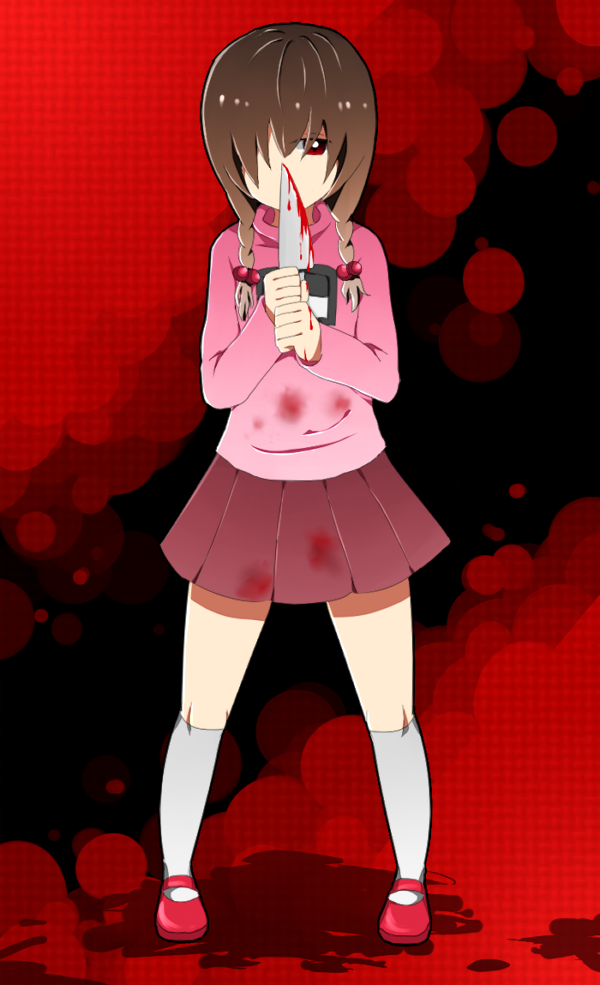 1girl, bad_id, bad_pixiv_id, blood, braid, brown_hair, female_focus, hair_over_one_eye