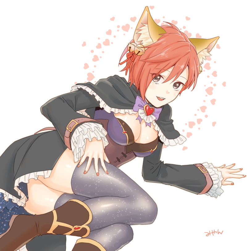 1girl, animal_ear_fluff, animal_ears, ass, bell, black_capelet, black_coat, blush