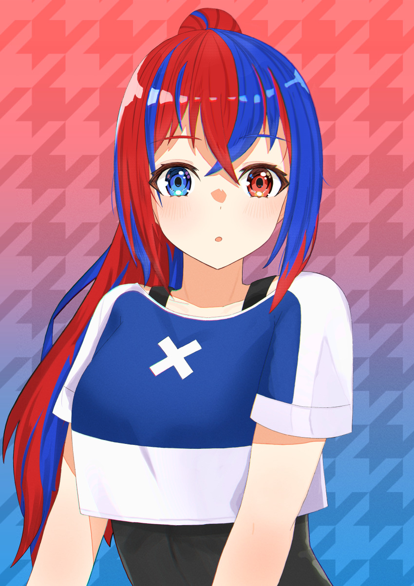 1girl, :o, absurdres, female_alear_(fire_emblem), blue_eyes, blue_hair, blue_shirt, commentary