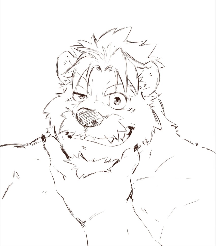1boy, absurdres, bara, bear_boy, character_request, crave_saga, facial_hair, furry