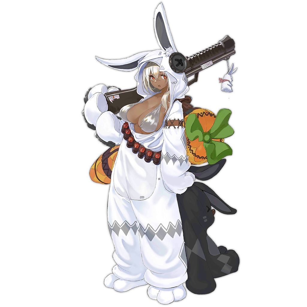 >_<, 12-gauge, 1girl, ammunition, animal_costume, animal_hood, bandolier, belt