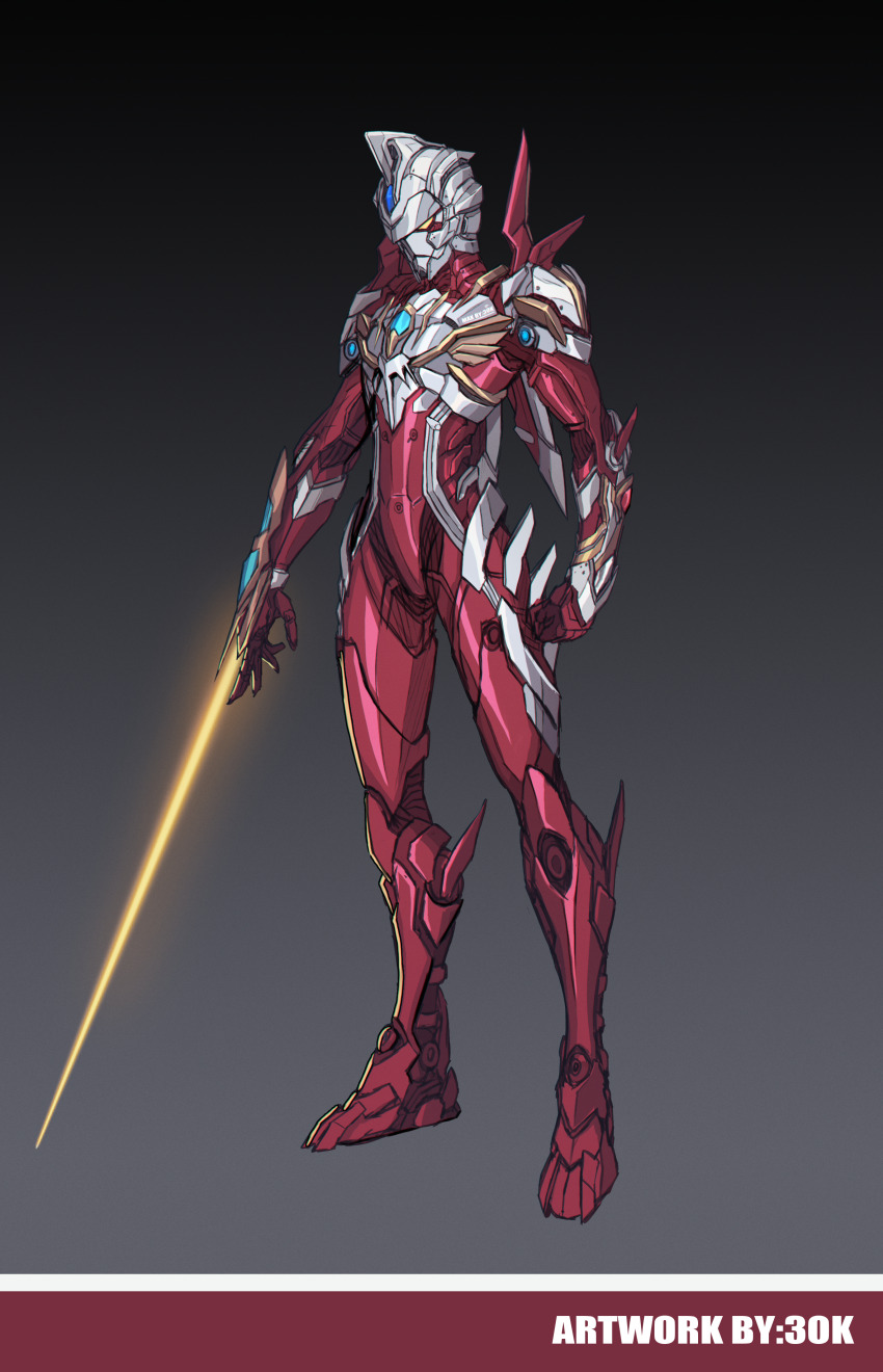 1boy, 3ok, absurdres, alternate_universe, arm_blade, armor, body_armor, chinese_commentary