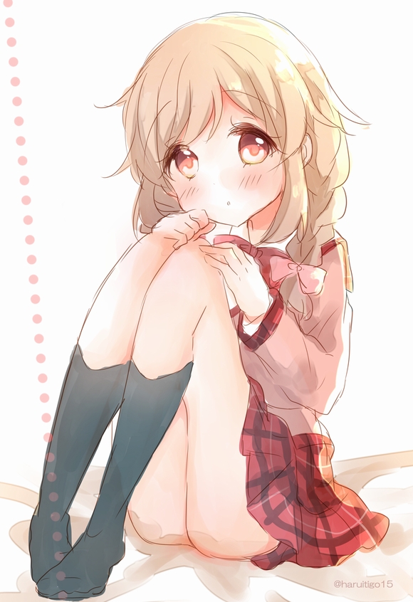 1girl, :o, blonde_hair, braid, ensemble_girls!, haru_ichigo, kimisaki_school_uniform, long_hair