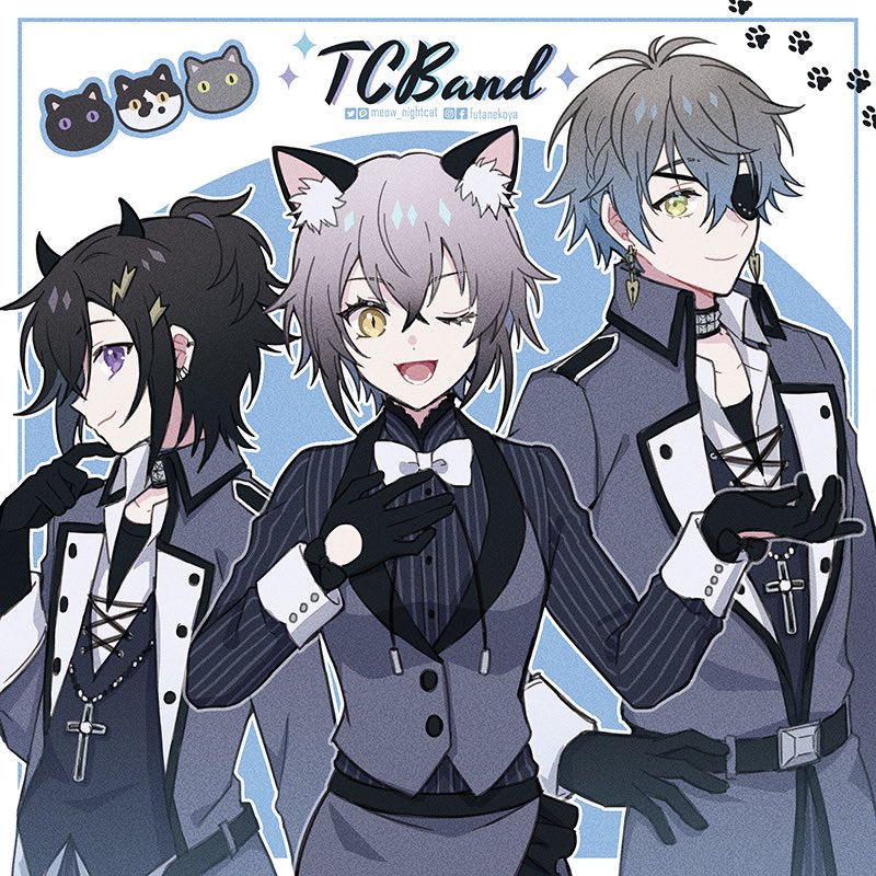 1girl, 2boys, ;d, alternate_costume, animal_ears, antenna_hair, belt, black_belt