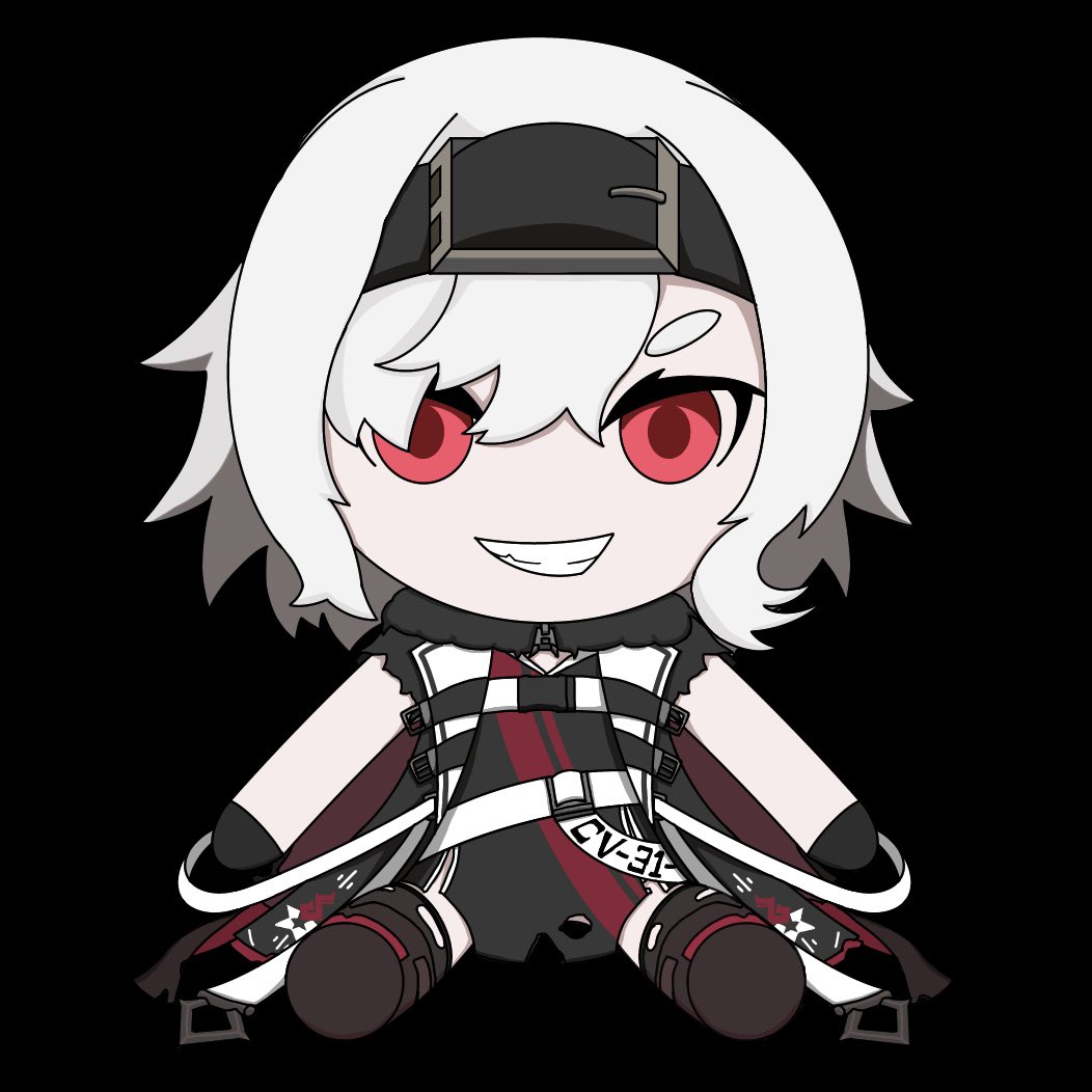 1girl, azur_lane, belt, black_jacket, bon_homme_richard_(meta)_(azur_lane), evil_grin, evil_smile, fumo_(doll)