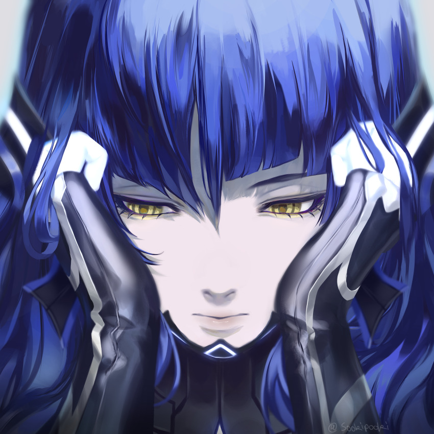 absurdres, blue_hair, highres, long_hair, nahobino, protagonist_(smtv), shin_megami_tensei, shin_megami_tensei_v