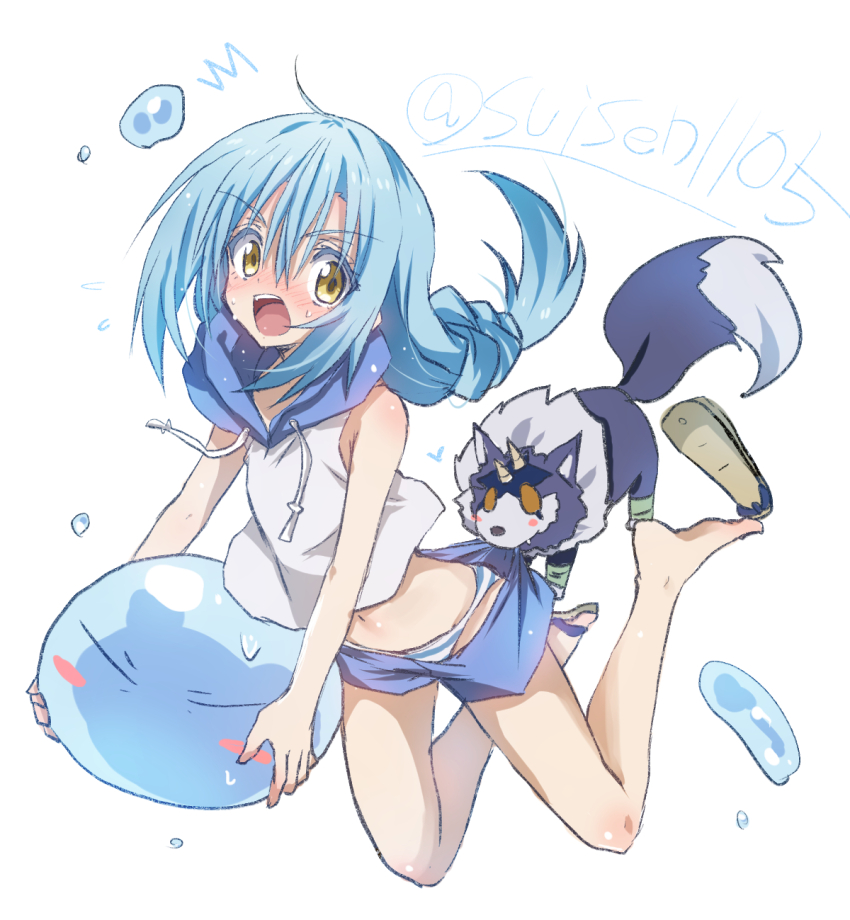 2others, akatsuki_(ggsy7885), artist_name, blue_hair, blush, braid, full_body, highres