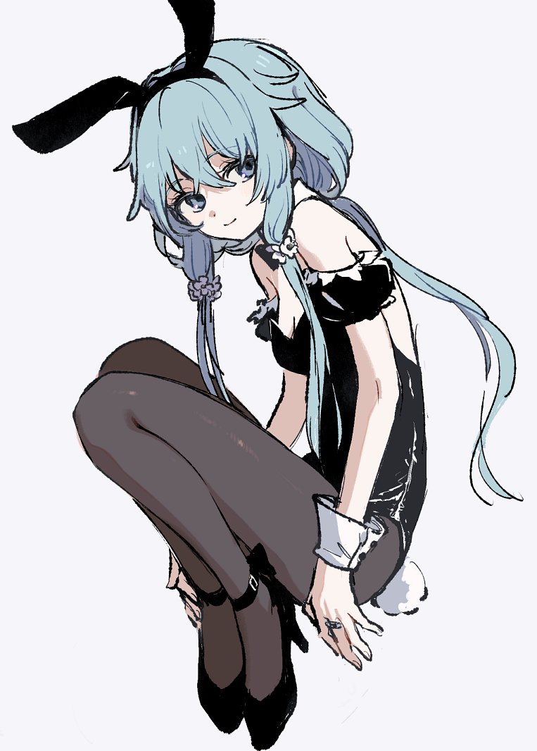 1girl, alternate_costume, animal_ears, arms_at_sides, black_collar, black_footwear, black_hairband, black_leotard