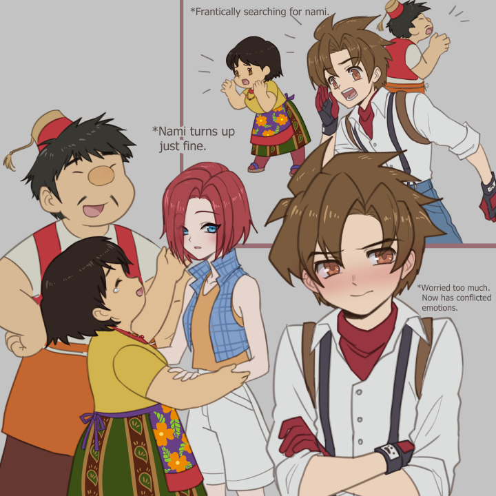 2boys, 2girls, black_hair, blue_eyes, blush, bokujou_monogatari, bokujou_monogatari:_wonderful_life, brown_eyes