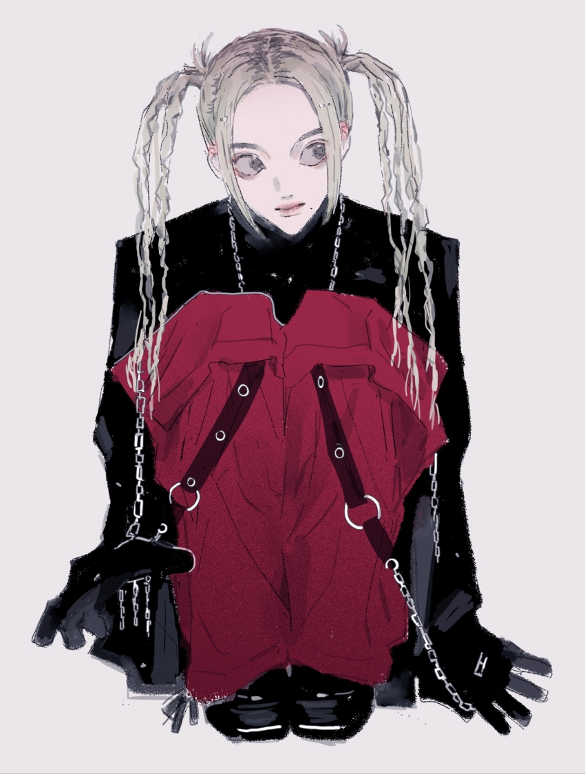 1girl, absurdres, animification, black_eyes, black_footwear, black_gloves, black_jacket, blonde_hair