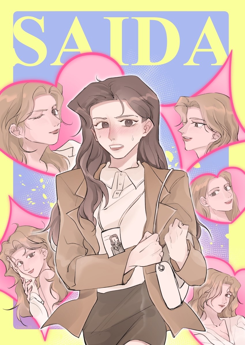 2girls, absurdres, animification, blush, breasts, brown_eyes, brown_hair, brown_jacket