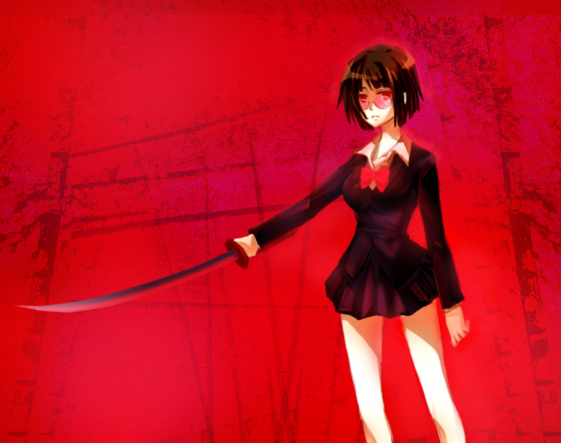 1girl, bad_id, bad_pixiv_id, black_hair, bob_cut, breasts, durarara!!, female_focus
