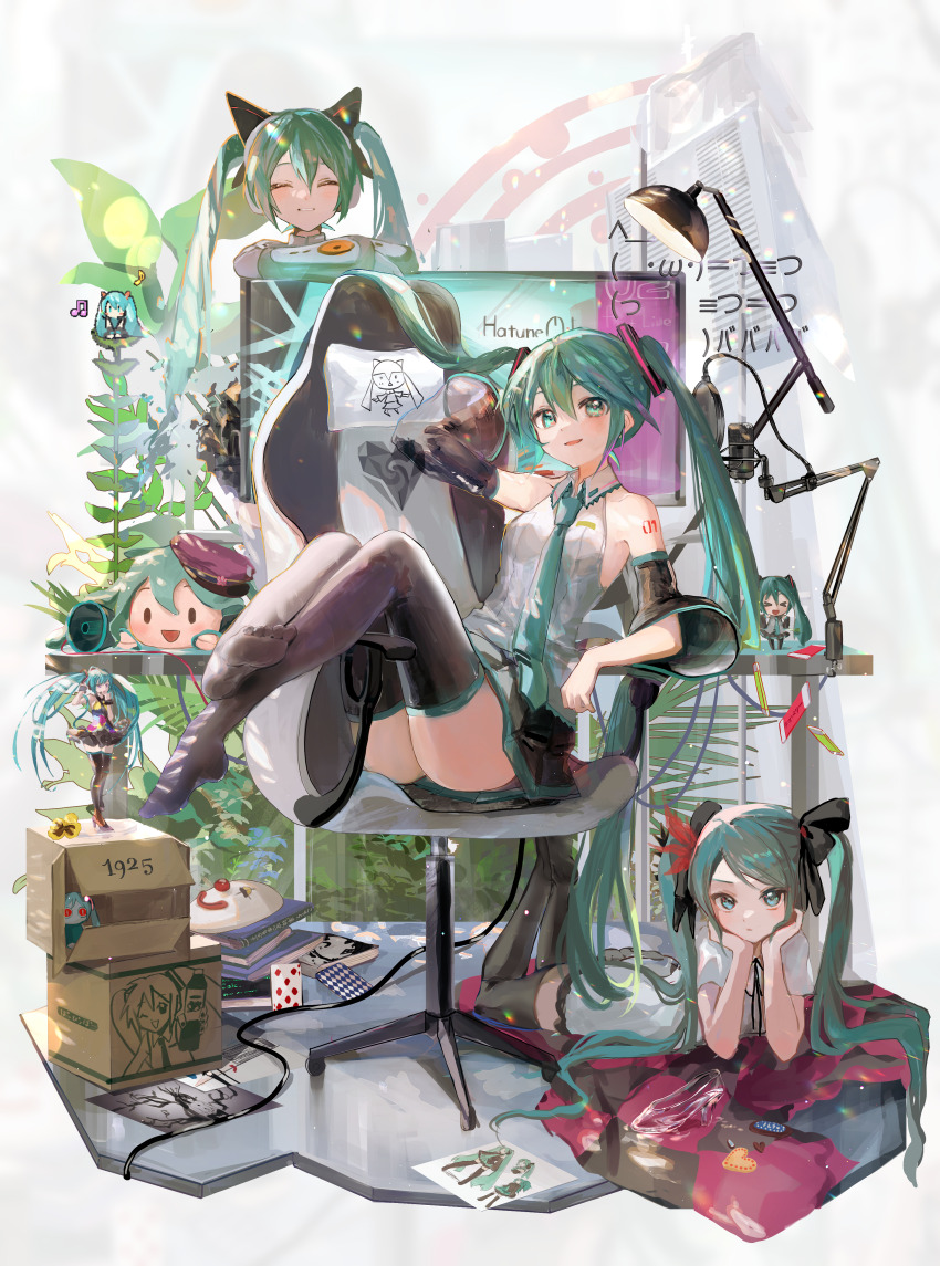 >_<, 1925_(vocaloid), 3girls, ^_^, absurdres, aimaina, aqua_eyes, aqua_hair