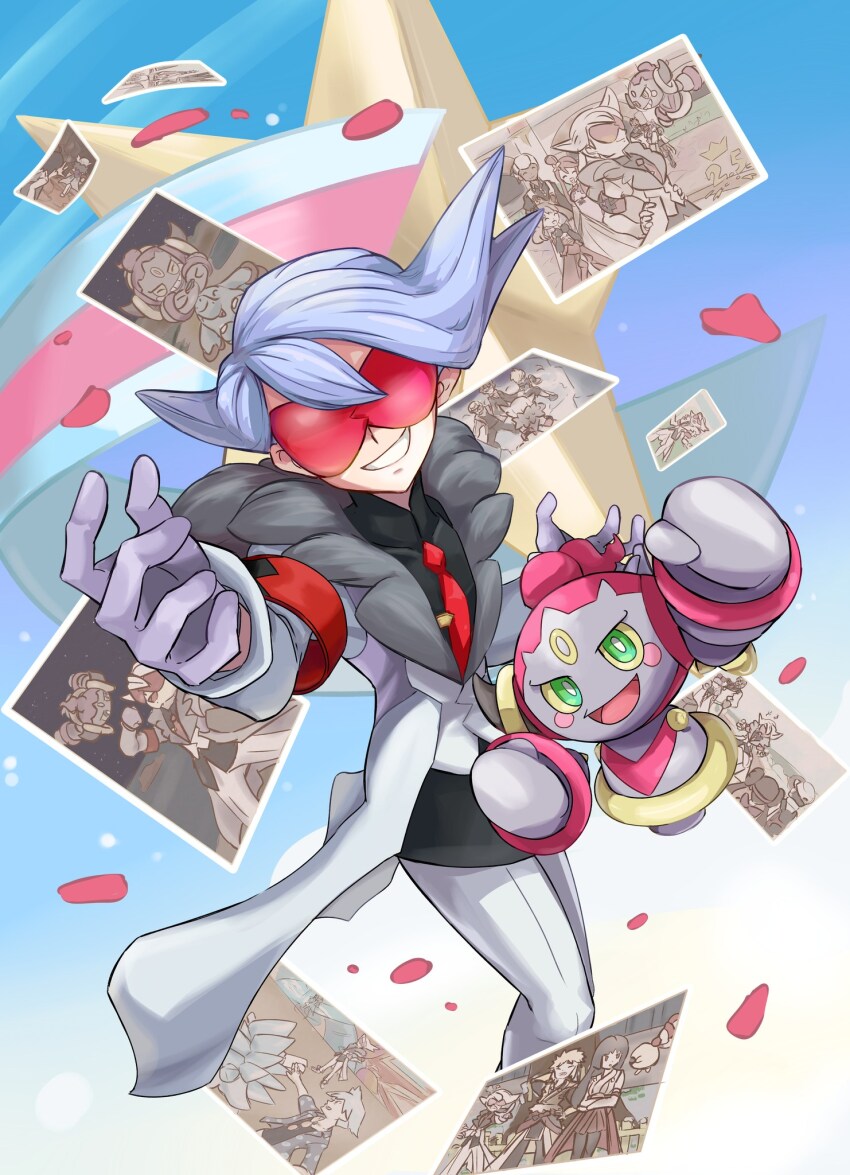 1boy, armband, black_shirt, coat, commentary, facing_viewer, falling_petals, fur-trimmed_coat