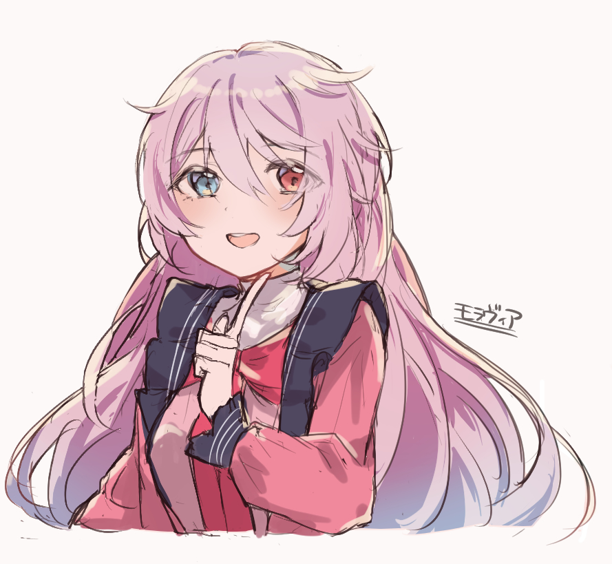 1girl, blue_eyes, blue_hair, blush, dress, heterochromia, long_hair, long_sleeves