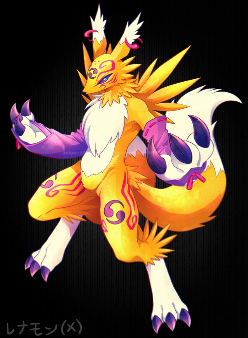black_sclera, blue_eyes, colored_sclera, digimon, digimon_(creature), fox, highres, renamon