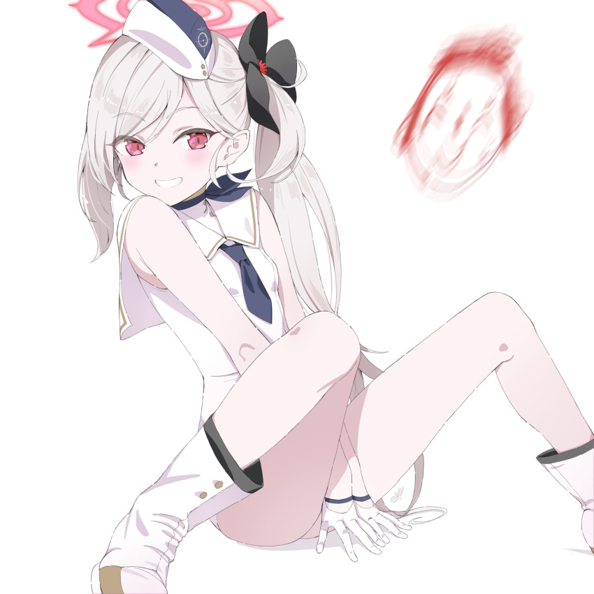 1girl, alternate_costume, ass, asymmetrical_hair, asymmetrical_sidelocks, between_legs, blue_archive, blue_necktie