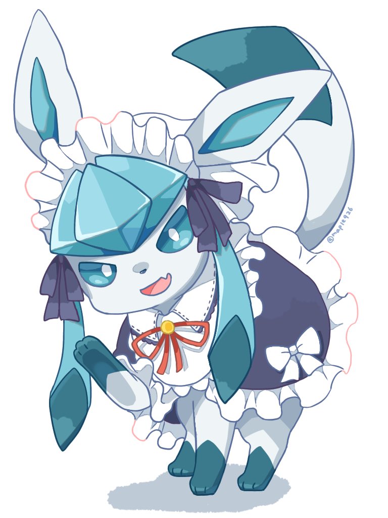 aqua_eyes, artist_name, black_ribbon, capelet, clothed_pokemon, fang, frilled_capelet, frills
