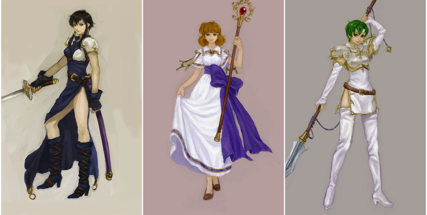 armor, bad_id, bad_pixiv_id, black_hair, blue_eyes, boots, bow, brown_hair