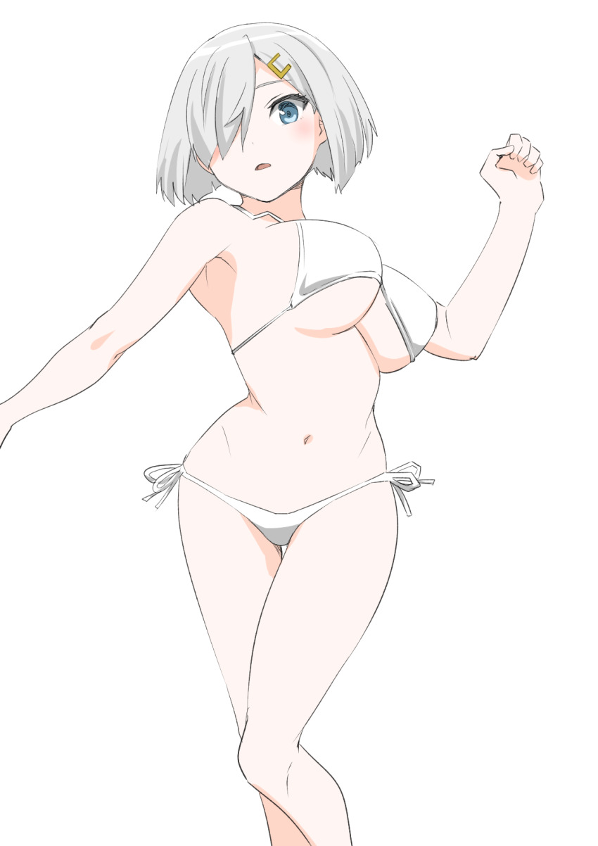 1girl, 30-06, bare_legs, bikini, blue_eyes, bouncing_breasts, breasts, feet_out_of_frame