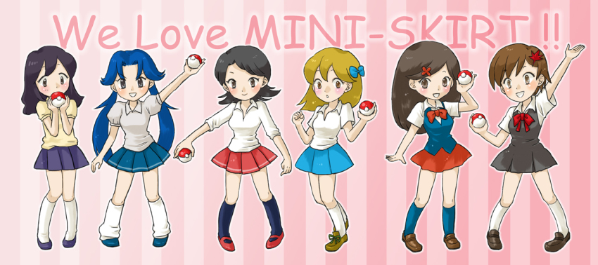 6+girls, annotated, blush, character_name, comparison, english_text, everyone, gyaru