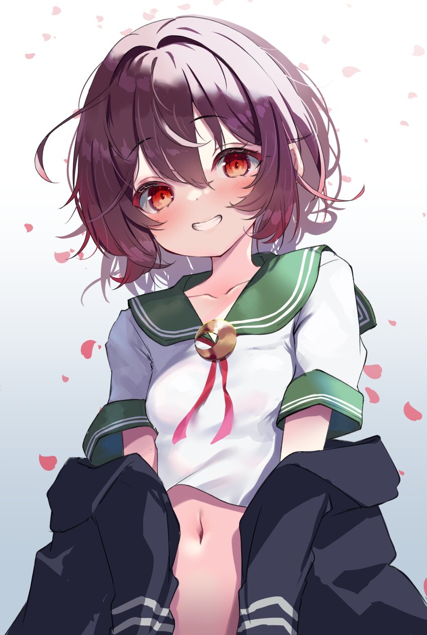 1girl, absurdres, black_cardigan, brown_hair, cardigan, collarbone, crescent, crescent_pin