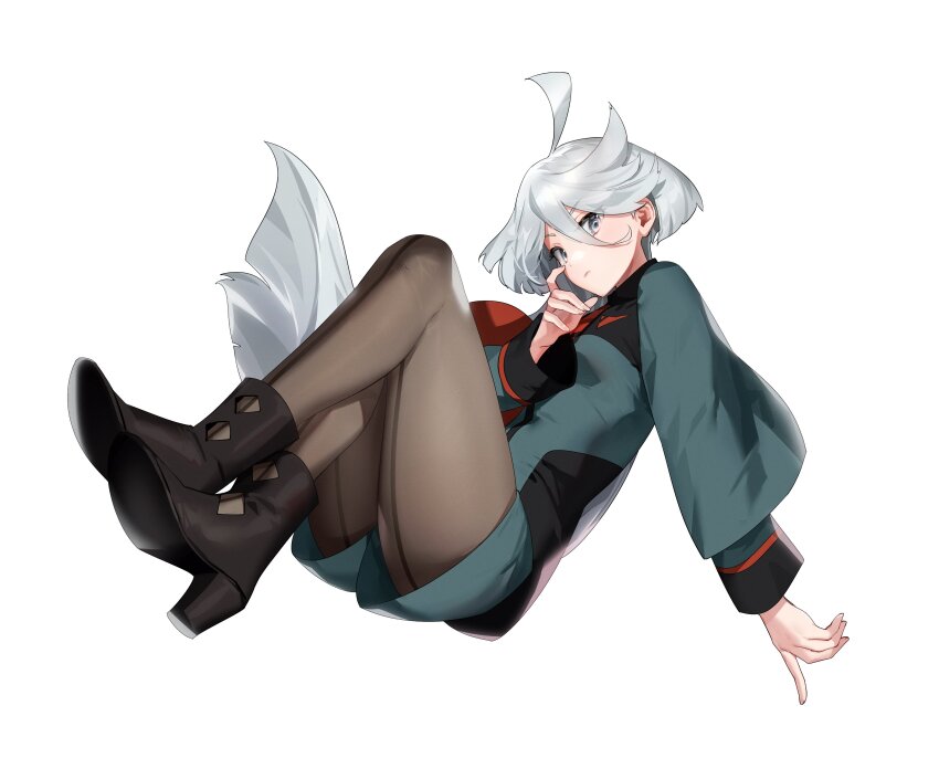 1girl, absurdres, ahoge, black_boots, boots, breasts, brown_pantyhose, crossed_arms