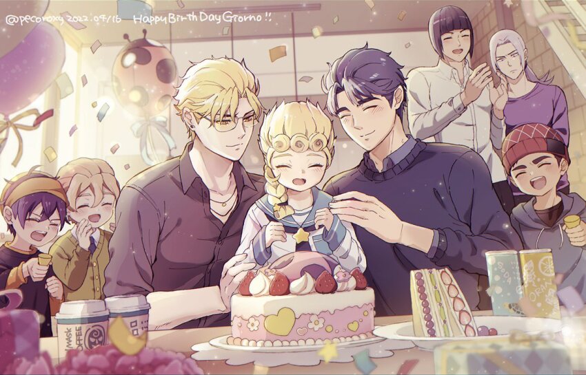 2022, 6+boys, aged_down, animal_balloon, balloon, beanie, birthday, birthday_cake