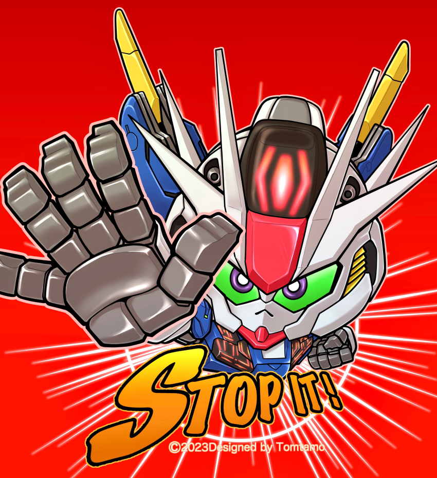 absurdres, artist_name, chibi, clenched_hand, colored_sclera, commentary_request, english_text, green_sclera