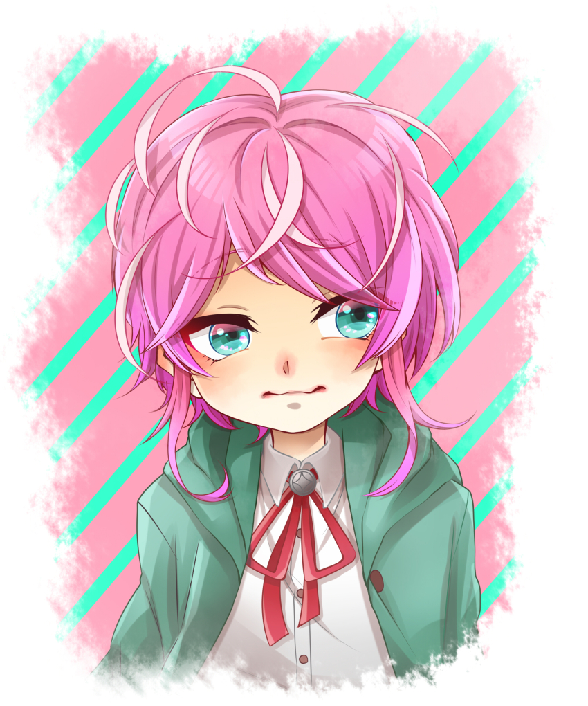 1boy, absurdres, amemura_ramuda, blue_eyes, blush, buttons, coat, green_coat