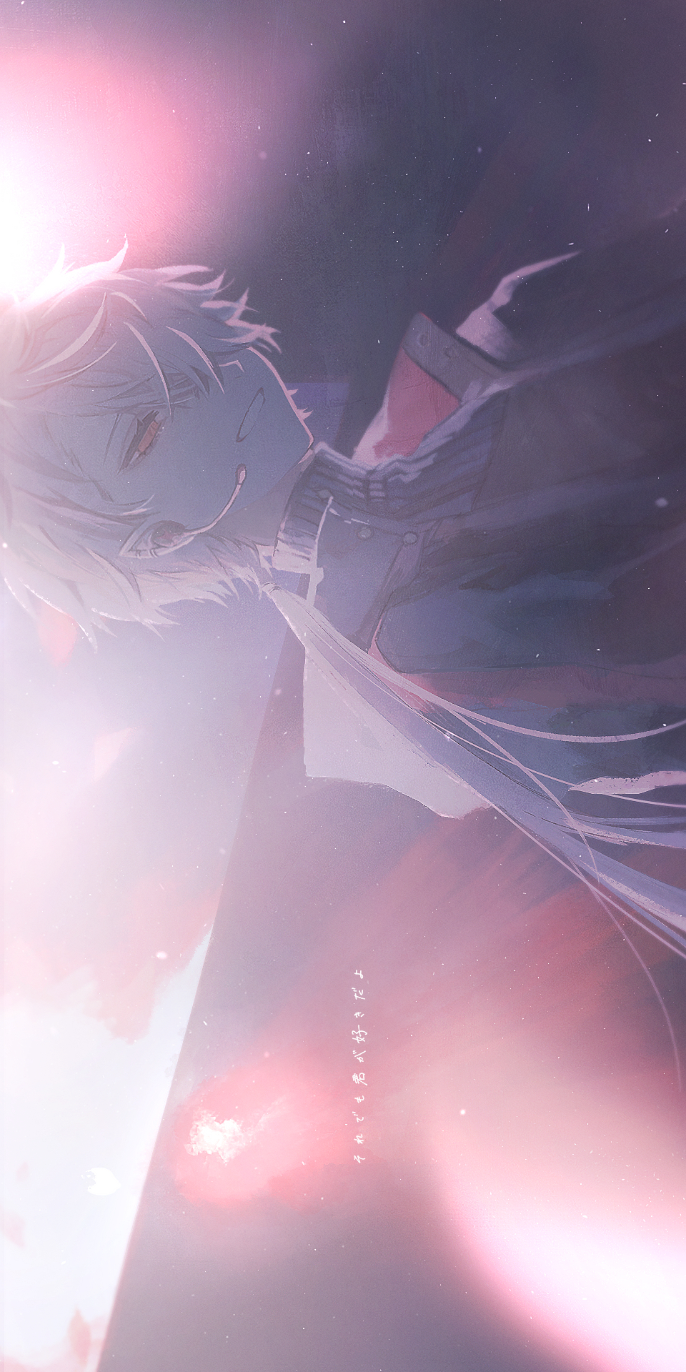 1boy, black_jacket, hair_over_one_eye, headset, highres, idol, idol_clothes, jacket