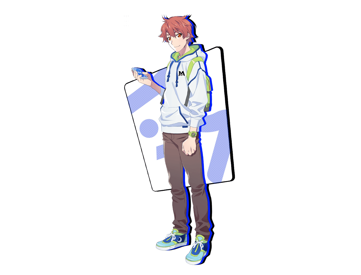 1boy, brown_eyes, brown_hair, game_cg, hood, hoodie, m_hold’em, official_art