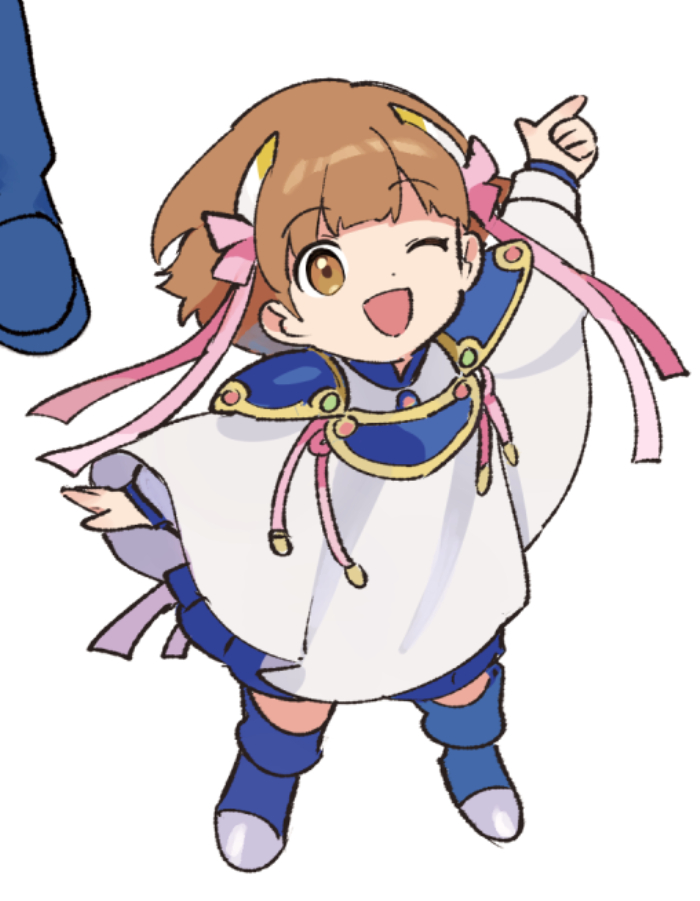 1girl, arle_nadja, armor, blue_footwear, brown_hair, lirio_(nikori9), long_sleeves, madou_monogatari