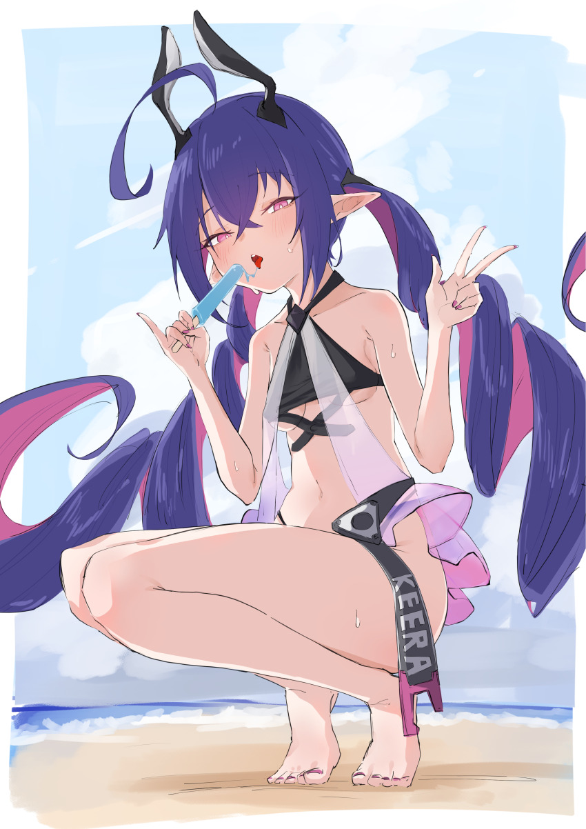 1girl, :d, absurdres, ahoge, alternate_costume, arena_of_valor, bare_arms, bare_legs