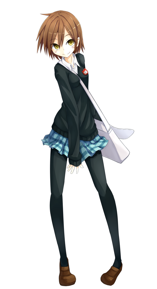 1girl, asameshi, azuma_rin, bag, between_breasts, black_cardigan, black_pantyhose, blue_skirt