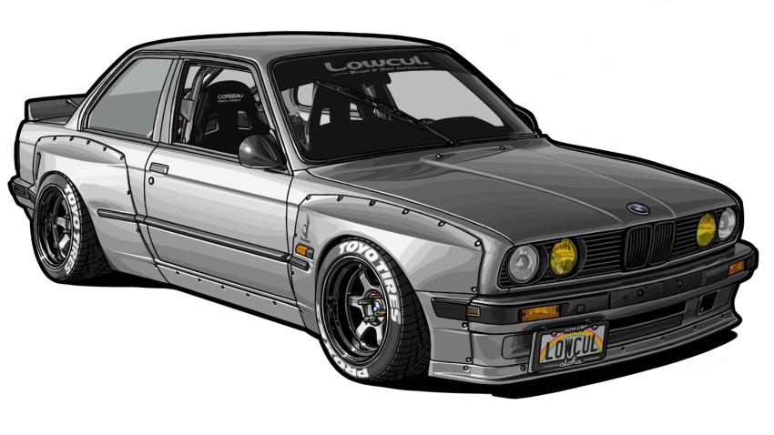 bmw, bmw_3_series, bmw_e30, bmw_m3, car, highres, kaizou-sha_no_illust_bot, license_plate