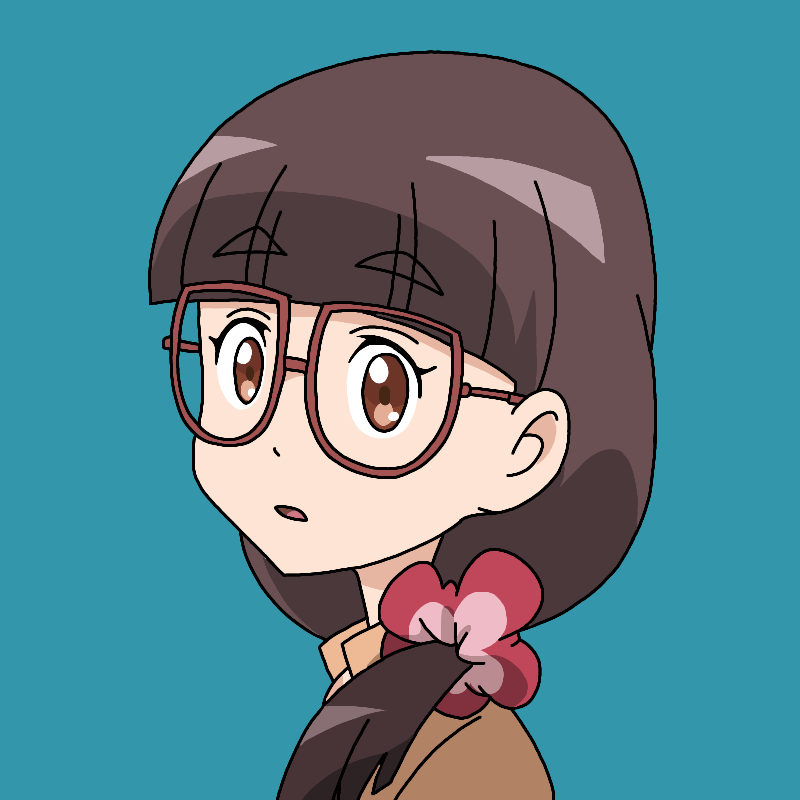 1girl, brown_eyes, brown_hair, digimon, digimon_ghost_game, female_focus, glasses, nijima_(digimon)