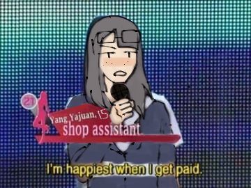 1girl, 2021, alternate_costume, davriann, eizouken_ni_wa_te_wo_dasu_na!, english_text, freckles, glasses, holding, holding_microphone, kanamori_sayaka, long_hair, long_sleeves, lowres, microphone, pale_skin, parody, solo, twitter