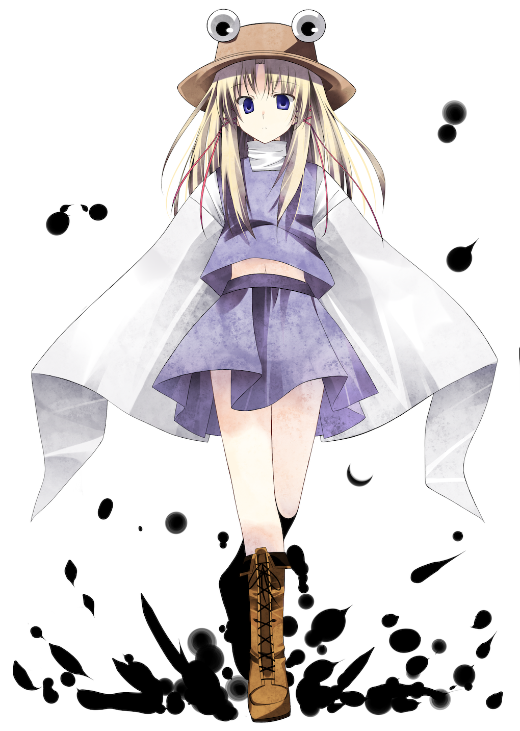 1girl, alternate_hairstyle, bad_id, bad_pixiv_id, blonde_hair, blue_eyes, boots, female_focus