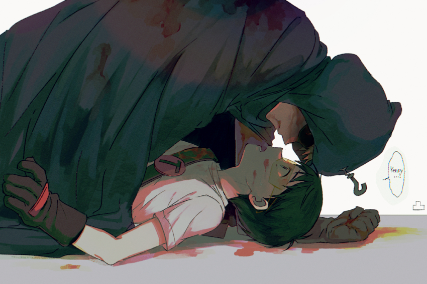 ...?, 2boys, alternate_costume, black_cape, black_hair, blonde_hair, cape, english_text, gloves, goggles, hood, kenny_mccormick, male_focus, multiple_boys, mysterion, pantygnomes, short_sleeves, south_park, south_park:_the_fractured_but_whole, stan_marsh, toolshed_(south_park), white_background