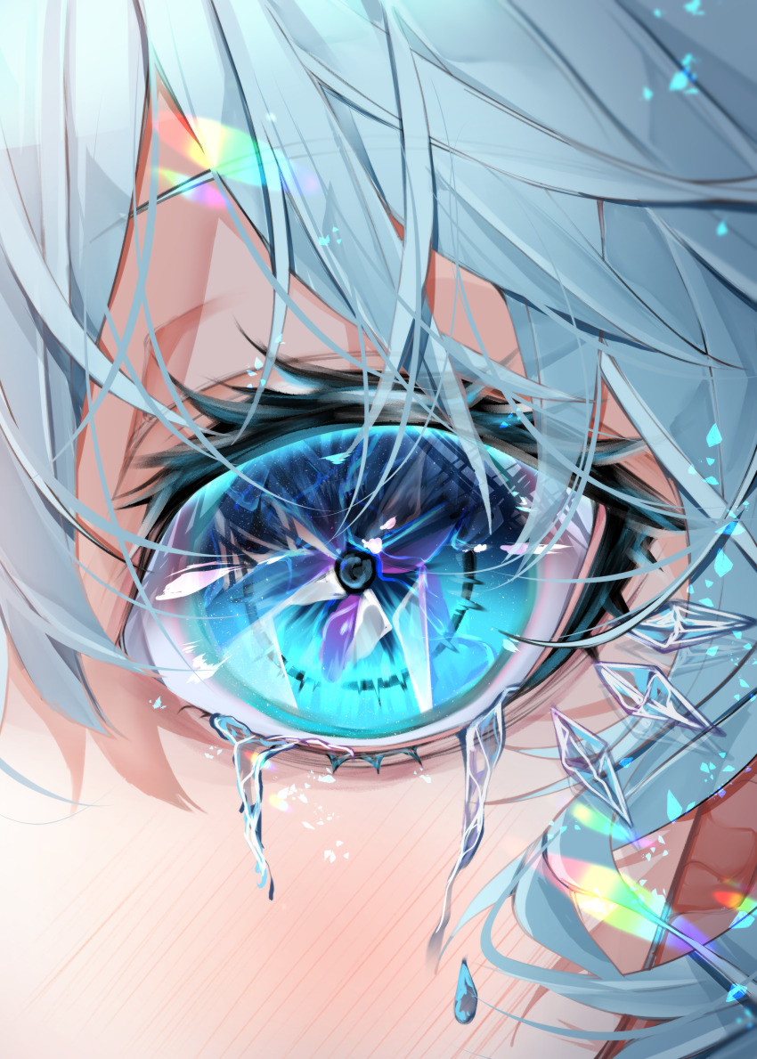 1girl, absurdres, blue_eyes, blue_hair, blush, cirno, close-up, commentary_request