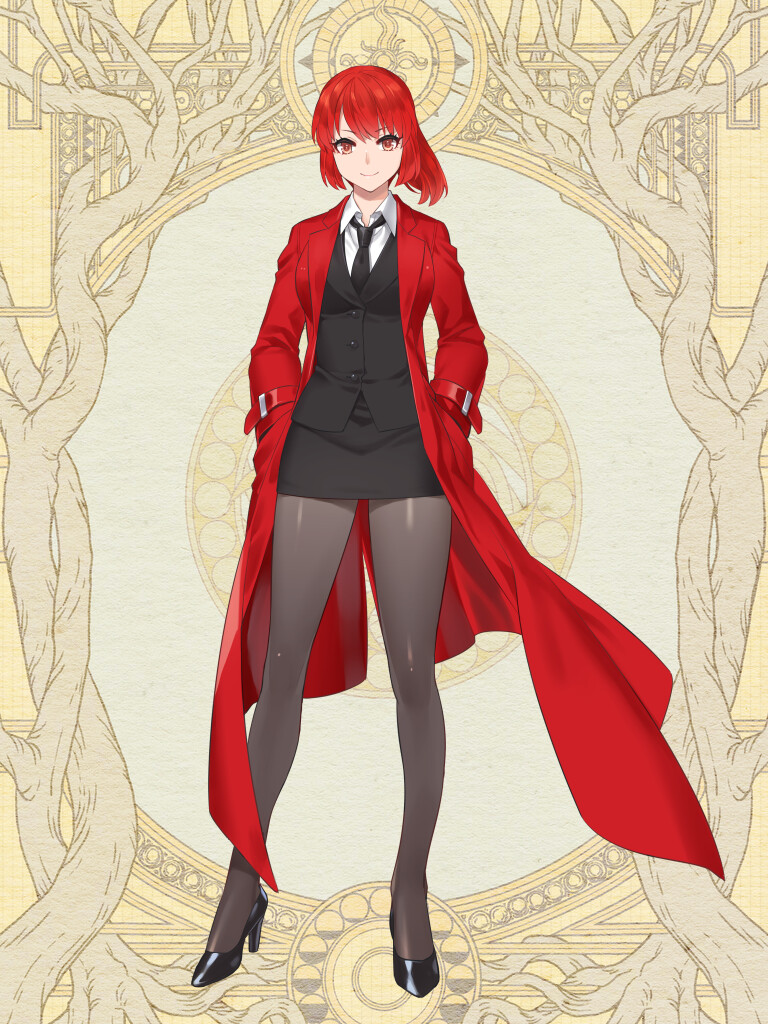 1girl, alexia_arkwright, black_footwear, black_necktie, black_skirt, coat, dairoku_ryouhei, ena_(tommy_walker)