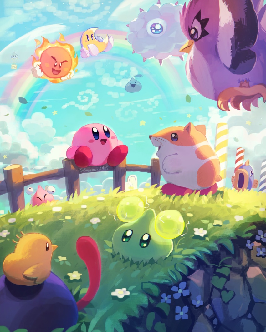 :d, :o, animal, animal_on_head, artist_name, bird, bird_on_head, blue_eyes