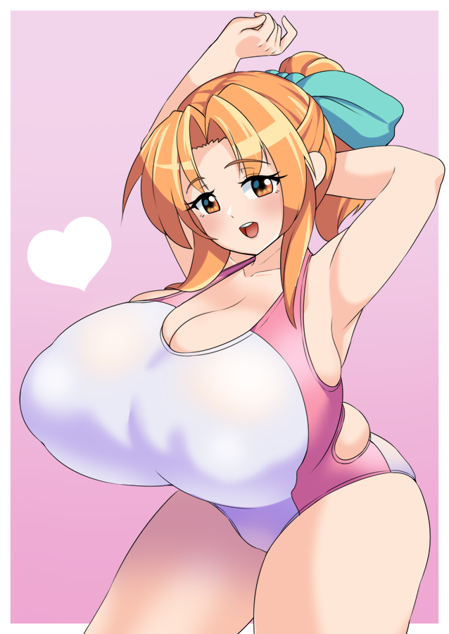 1girl, :d, aqua_bow, arm_behind_head, armpits, arms_up, bare_arms, bow