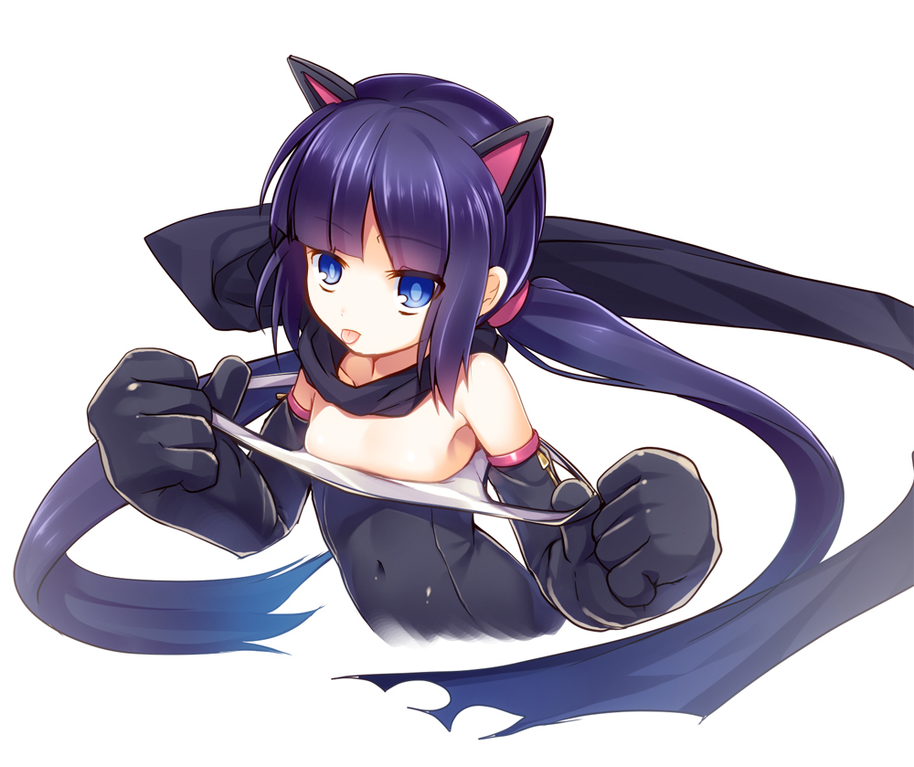 1girl, animal_ears, blue_eyes, bodysuit, breasts, cat_ears, collarbone, covered_navel